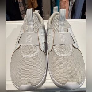 Nike Gray and White Slip-On Shoes